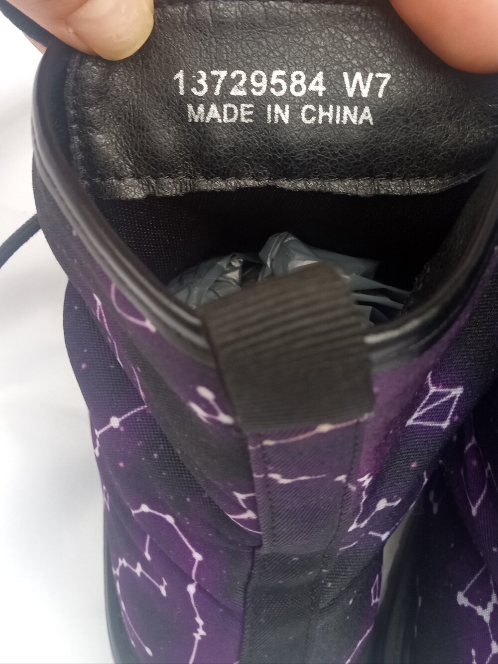 Purple Galaxy Star Constellation Lace Up High Top Canvas Dr. Marten Combat Boots - Picture 9 of 10